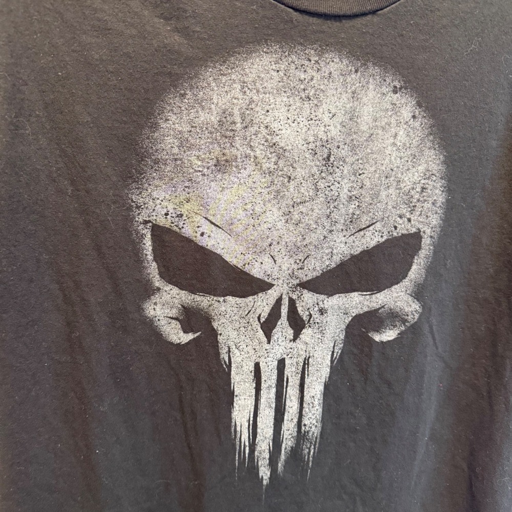 Marvel The‎ Punisher T Shirt Mens Large Black Distressed Skull Graphic Tee L